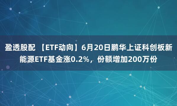 盈透股配 【ETF动向】6月20日鹏华上证科创板新能源ETF基金涨0.2%，份额增加200万份